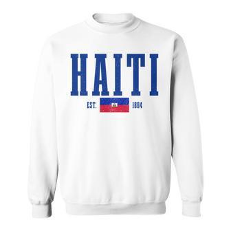 Haiti Est 1804 Haitian Flag Pride Vintage Haiti Comfort Colors Crop Top Sweatshirt - Thegiftio UK