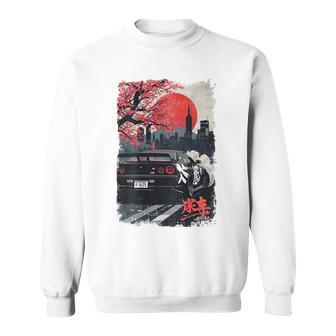 Jdm ドリフトレーシングカー 日本桜アート 背面 スウェットシャツ - Kawaiitshirt