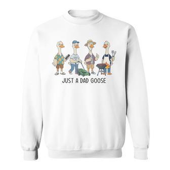 Just A Dad Goose Father's Day Worlds Okayest Dad Daddy Sweatshirt - Thegiftio UK