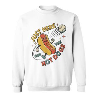 Just Here For The Hot Dogs Retro Baseball Fan Sweatshirt | Seseable UK