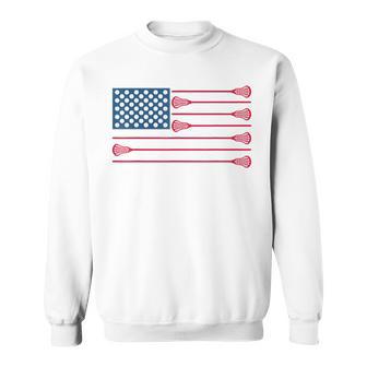 Lacrosse American Flag Cool Lacrosse Family Patriotic Lax Sweatshirt - Thegiftio UK