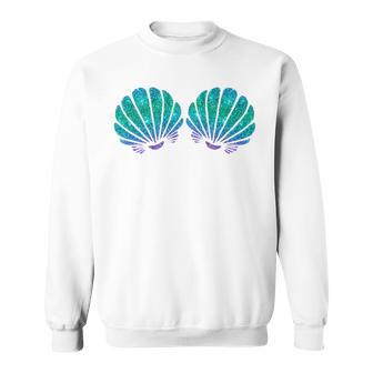 Mermaid Sea Shell Bra Costume Comfort Colors Crop Top Sweatshirt - Thegiftio UK