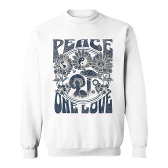 One Love Peace Céleste Mystique Fleurs Champignons Terre Sweater e - Cadeauxyz