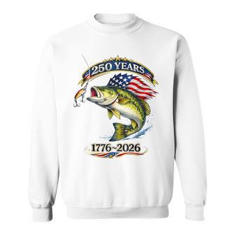 Patriotic Bass Fish And Flag 250 Years Fishing Sweatshirt - Thegiftio UK