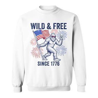 Patriotic Bigfoot Wild And Free Since 1776 4Th Of July Sweatshirt - Thegiftio UK