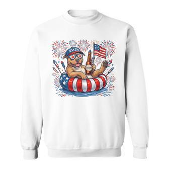 Pitbull Patriotic Dog Beer Drinking 4Th Of July Sweatshirt - Thegiftio UK