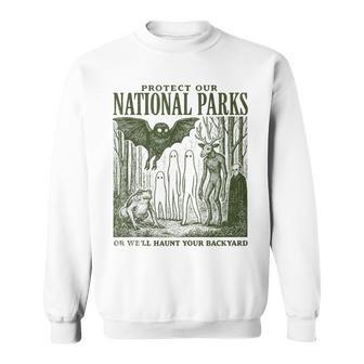 Protect Our National Parks Mothman Cryptid Weirdcore Horror Sweatshirt - Thegiftio UK