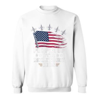 Purple Up For Military Kids Month Support American Flag Sweatshirt - Thegiftio UK