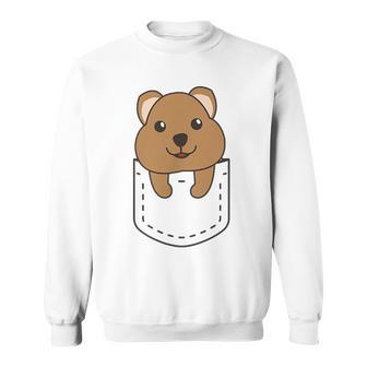 Quokka In Pocket かわいいクオッカ 胸ポケットクオッカ スウェットシャツ - Kawaiitshirt