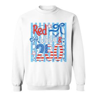 Red White & 250 Coquette Bow American 250Th Anniversary Usa Sweatshirt - Thegiftio UK