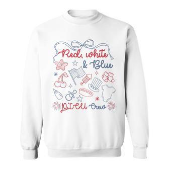 Red White & Blue Picu Crew Bow 4Th Of July Sweatshirt - Monsterry
