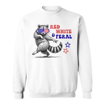Red White And Feral Raccoon 4Th Of July Sweatshirt - Thegiftio UK