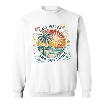 Salt Water And Sun Shine Vintage Retro Tropical Beach Sweatshirt - Thegiftio UK
