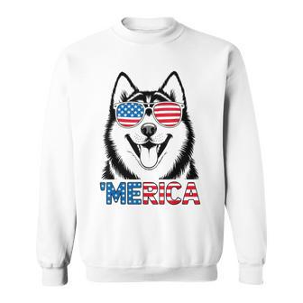 Siberian Husky Dog 4Th Of July Merica American Patriotic Sweatshirt - Thegiftio UK