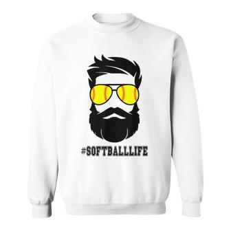 Softball Life Softball Dad With Beard Father Fathers Sweatshirt - Thegiftio UK