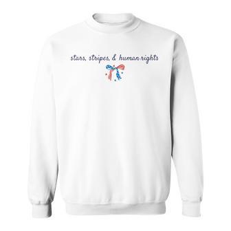 Stars And Stripes And Human Rights 4Th Of July Bow Coquette Sweatshirt - Thegiftio UK