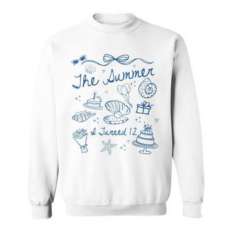 Summer I Turned 12 Cute Coastal Bow Seashell 12Th Birthday Sweatshirt - Thegiftio UK