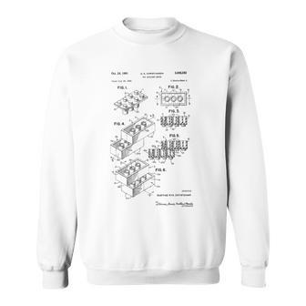 Toy Building Brick Patent Vintage Technical Blueprint Sweatshirt - Monsterry