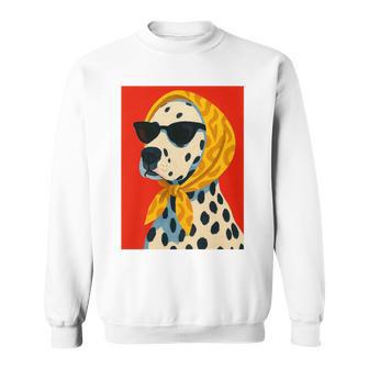 Trendy Dalmatian Dog In Shades & Scarf Bold Artistic Style Tri-Blend Sweatshirt - Thegiftio