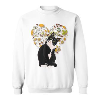 Tuxedo Cat T Regalo Autunno Foglie Bianco E Nero Felpa - Novitaregali