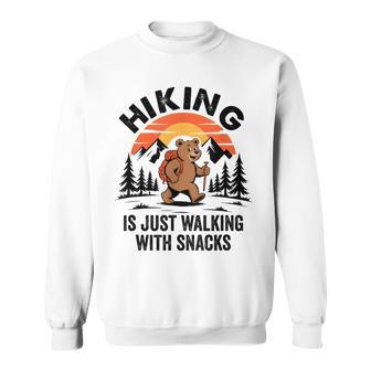 Vintage Hiking Is Just Walking With Snacks Bear Hiking Sweatshirt - Thegiftio UK