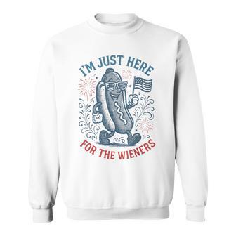 Vintage Hot Dog I'm Just Here For The Wieners 4Th Of July Sweatshirt - Thegiftio UK