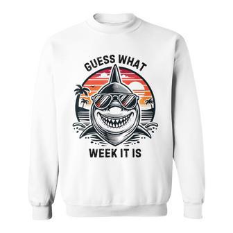 Vintage Shark 2025 Week Guess What Week It Is Shark Lover Sweatshirt - Thegiftio UK
