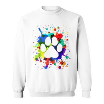 カラフルペイント スプラッター 肉球プリント 猫 犬 スウェットシャツ - Kawaiitshirt