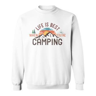 キャンプ おもしろ 楽しい 登山 キャンプしているときが人生最高 スウェットシャツ - Kawaiitshirt