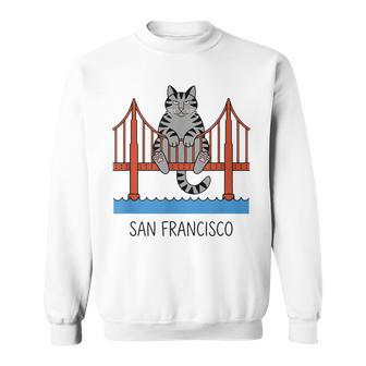 サンフランシスコ キャット ゴールデンゲートブリッジ 本 恋人 スウェットシャツ - Kawaiitshirt