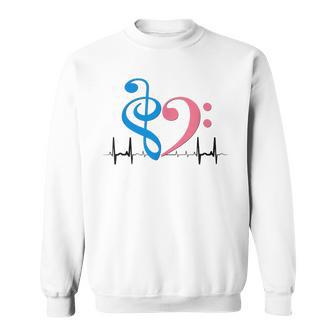 ツートーン 低音記号 ハート Ekg ウェーブ シアン&バブルガム ピンク スウェットシャツ - Kawaiitshirt