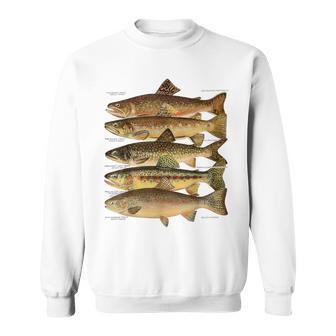 トラウト魚種種フィッシング フライフィッシング トラウト スウェットシャツ - Kawaiitshirt