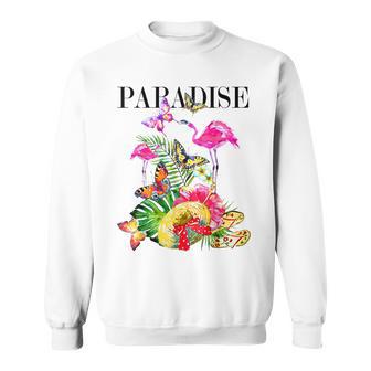 ハワイアンフラワー パラダイス 蝶 ハワイ プリント スウェットシャツ - Kawaiitshirt