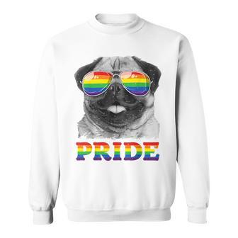 パグ ゲイプライド Lgbt レインボーフラッグ サングラス Lgbtq ギフト 犬 スウェットシャツ - Kawaiitshirt