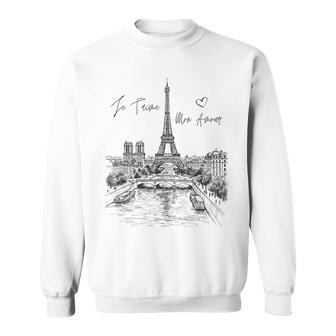 パリ エッフェル塔 スケッチ 街並み アート お土産 スウェットシャツ - Kawaiitshirt