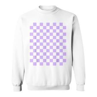 パープルラベンダーチェッカーボード スウェットシャツ - Kawaiitshirt