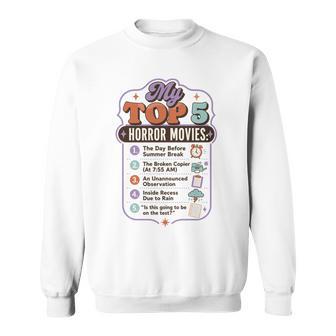 ホラー映画 教師 ユーモア 学校 映画 パロディ トップ5 長袖tシャツ スウェットシャツ - Kawaiitshirt