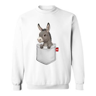 ポケットの中のロバのぞくかわいい動物のロバ スウェットシャツ - Kawaiitshirt