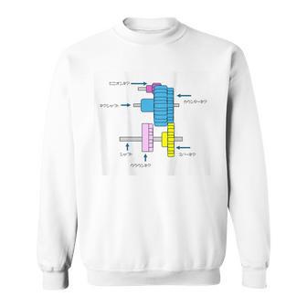ミニ四駆 ギアイラストプリント スウェットシャツ - Kawaiitshirt