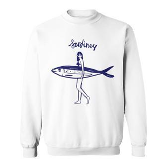 レトロな魚モチーフのガールイラスト シンプルな海風アートデザイン スウェットシャツ - Kawaiitshirt