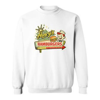 レトロダイナーサインアート ヘンリーのハンバーガー スウェットシャツ - Kawaiitshirt