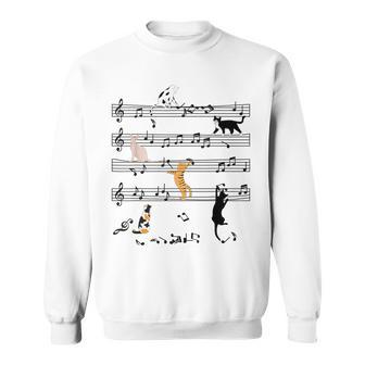 楽しい 猫 登る トランプ 楽譜 猫の音符 スウェットシャツ - Kawaiitshirt