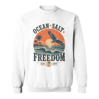 海 塩 自由 沿岸 愛国的 ワシ レトロ 夕日 長袖tシャツ スウェットシャツ - Kawaiitshirt
