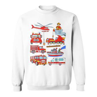 消防車 消防士 消防士 消防車 消防車 男の子 スウェットシャツ - Kawaiitshirt