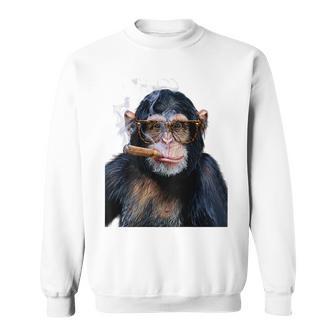 煙草を吸うチンパンジー たばこ スウェットシャツ - Kawaiitshirt