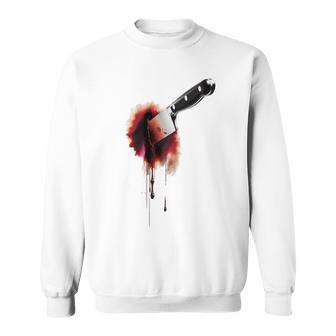 血まみれのナイフ シャツ ハロウィン ホラー 血しぶき スウェットシャツ - Kawaiitshirt