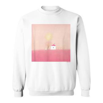 詩とメルヘン 葉祥明 ピンク屋根のぼくの家 スウェットシャツ - Kawaiitshirt