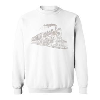 電車 ヴィンテージ グラフィック デザイン スケッチ レトロ 蒸気機関車 スウェットシャツ - Kawaiitshirt
