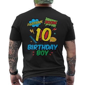 10 Birthday Boy Comic 10Th Bday Superhero Party Boys Kids Men's T-shirt Back Print - Thegiftio UK