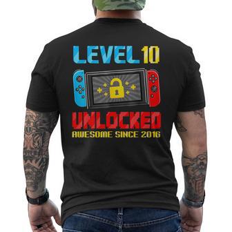 10Th Birthday Boy Level 10 Gamer 10 Year Video Game Party Men's T-shirt Back Print - Thegiftio UK